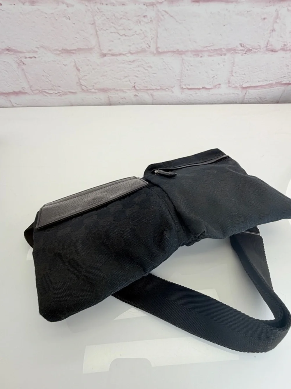 Gucci Black Monogram Double Gg Fanny Waist Belt Bag